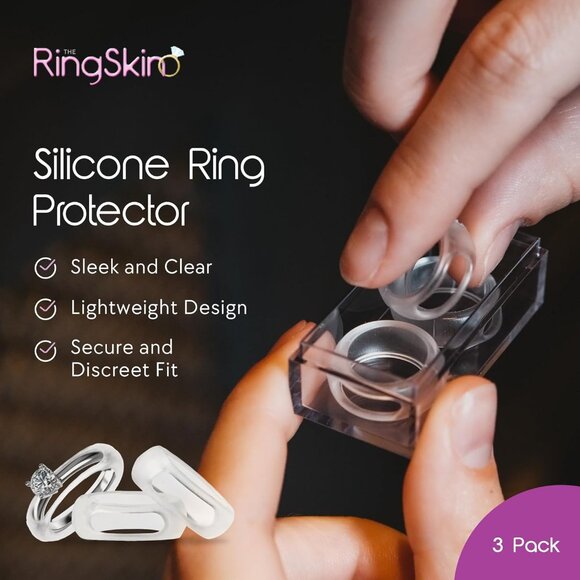 Silicone Ring Protector Pack of 3 Fits Sizes 4-8 Protects Engagement and Wedding - Picture 2 of 7
